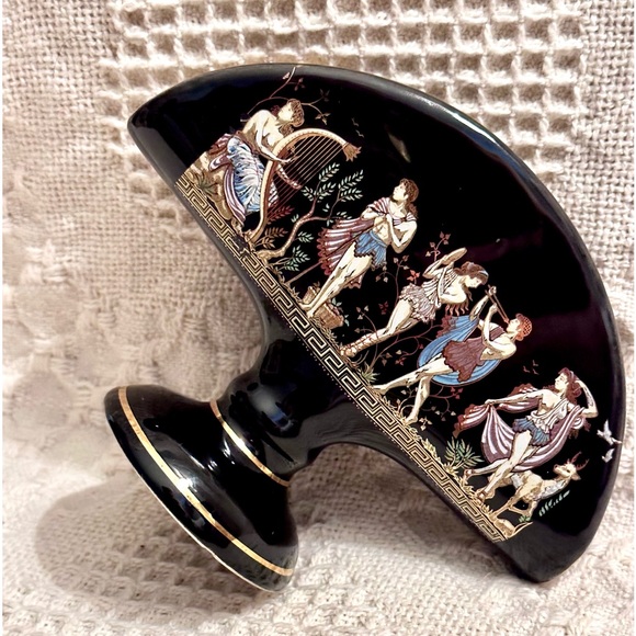 Vtg Napkin Holder Fakiolas Stamped 🤚🏽Made in GREECE Black 24K Gold Rare Find - Picture 4 of 13